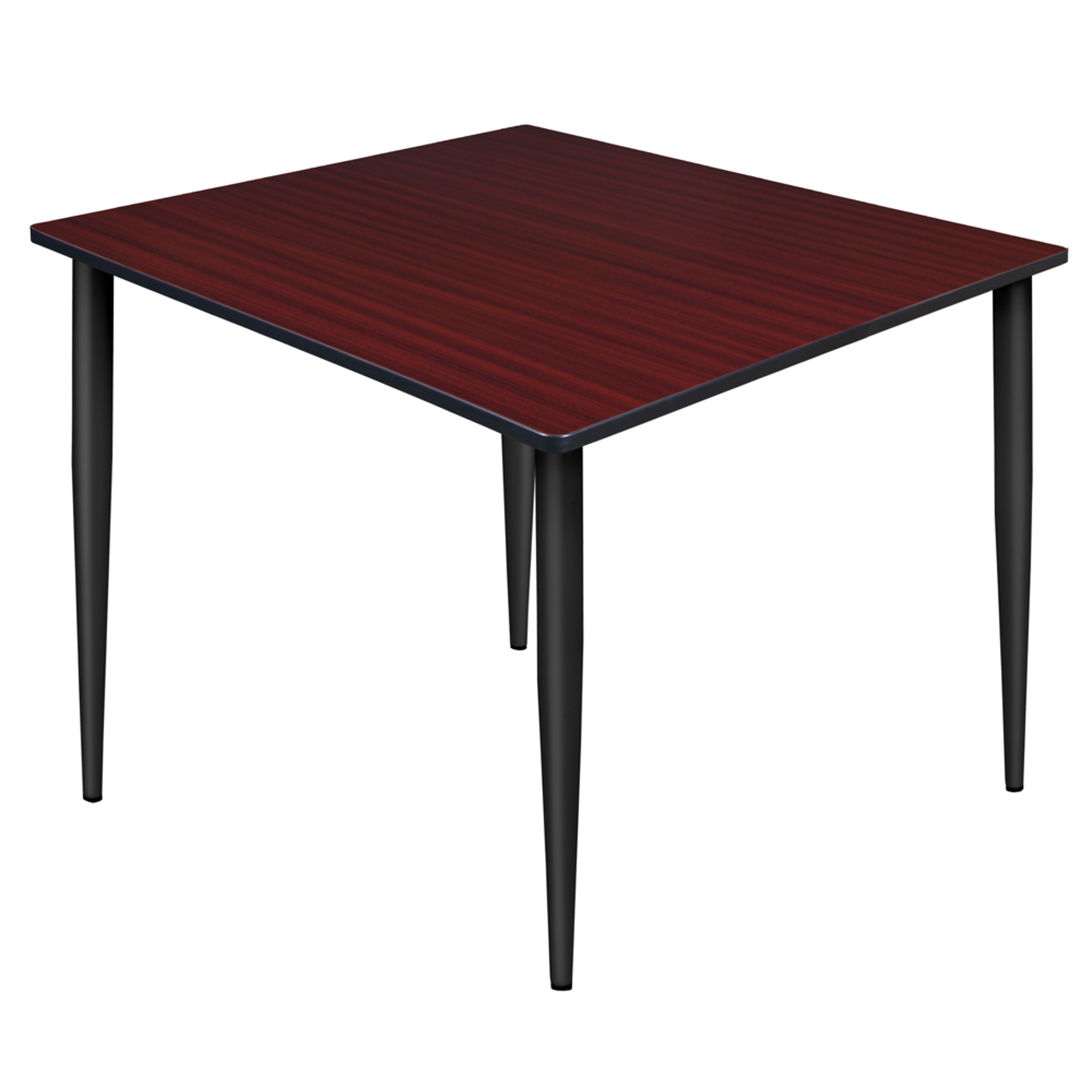 Regency Kahlo Square Breakroom Table β 48in., Mahogany/Grey Top, Black Tapered Legs, Model# TPL4848MHBK
